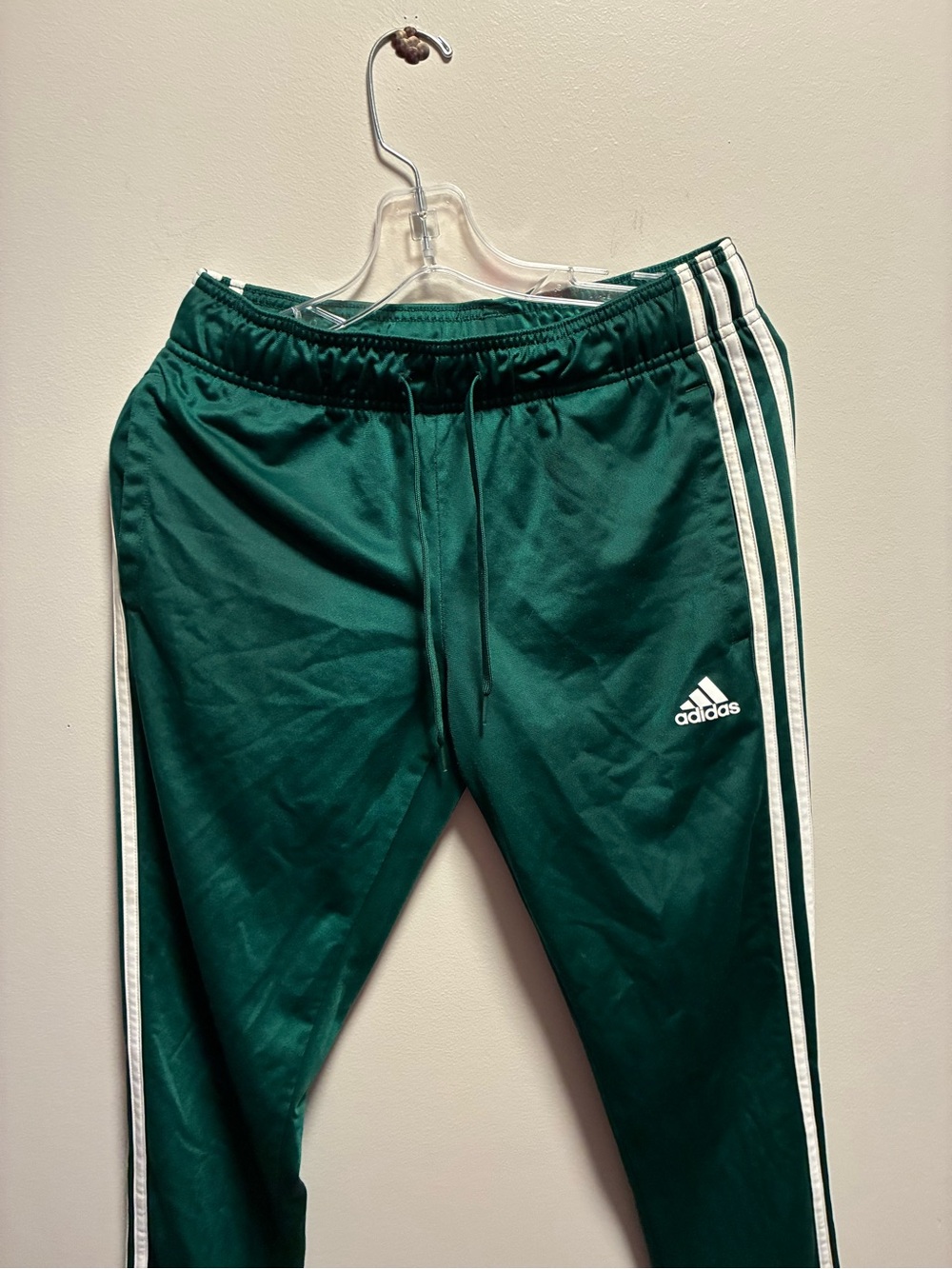 adidas Kids Dark Green Jogger Pants with White Stripes